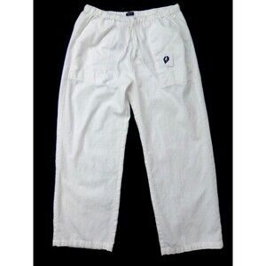 Coofany Women's Beachy Light Weight Drawstring Waist Wide leg White Pants S L